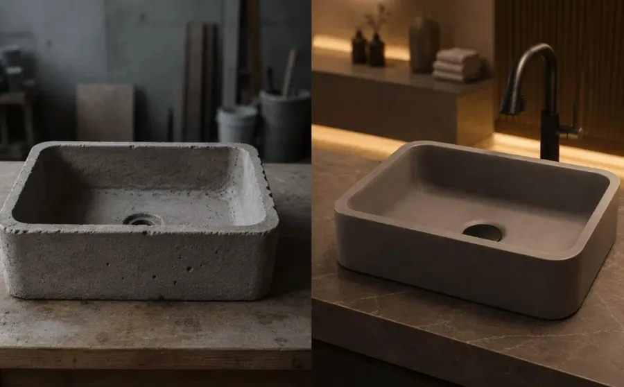Concrete sink finish comparison
