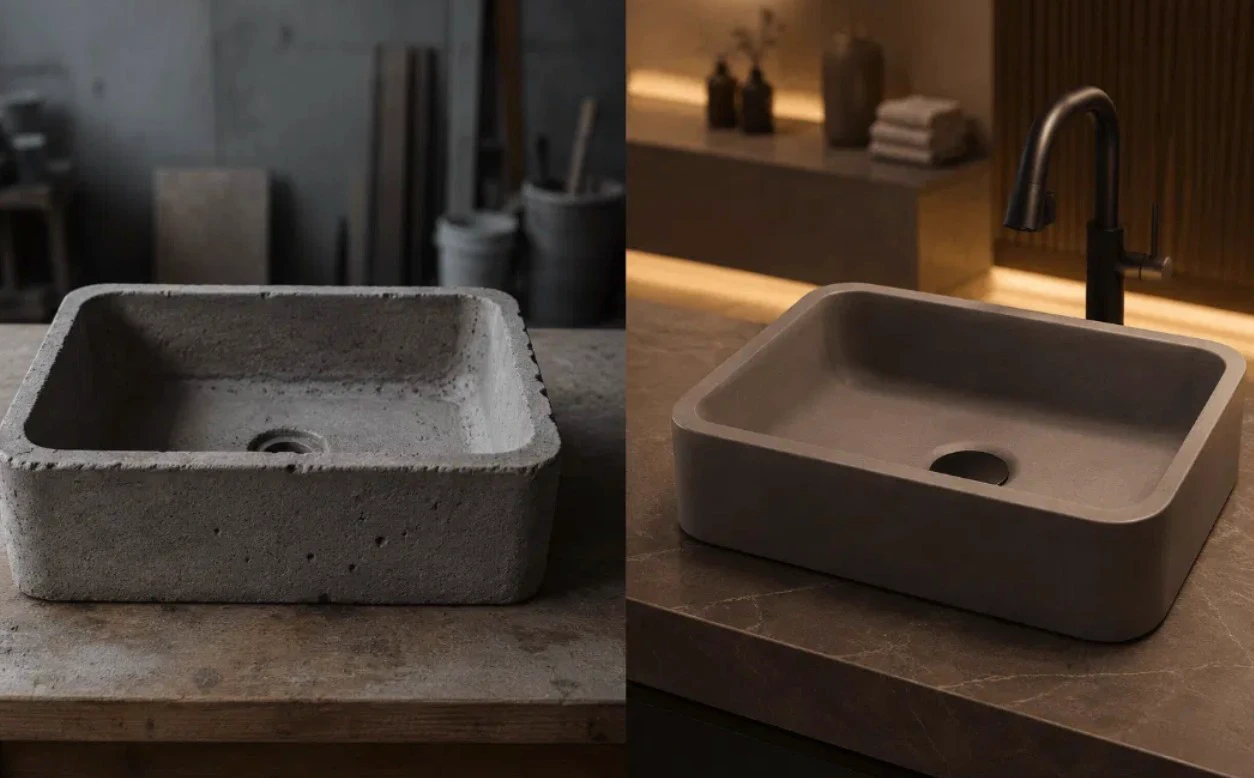 Concrete sink finish comparison
